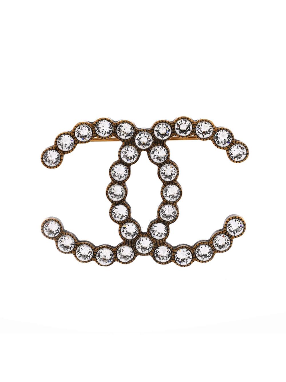 Chanel Cc Brooch Metal With Crystals #371285C99B